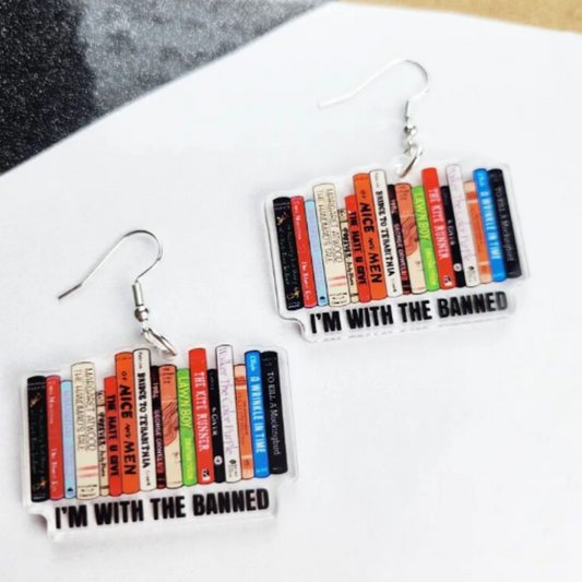 Banned Books drop earrings