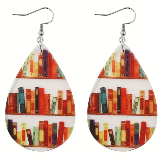 Bookshelves drop earrings