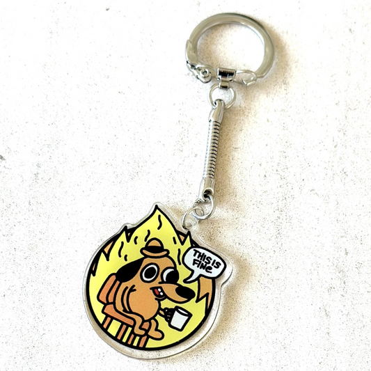 This is fine dog keychain
