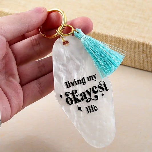 Vintage Style Motel Keychain: Living My Okayest Life