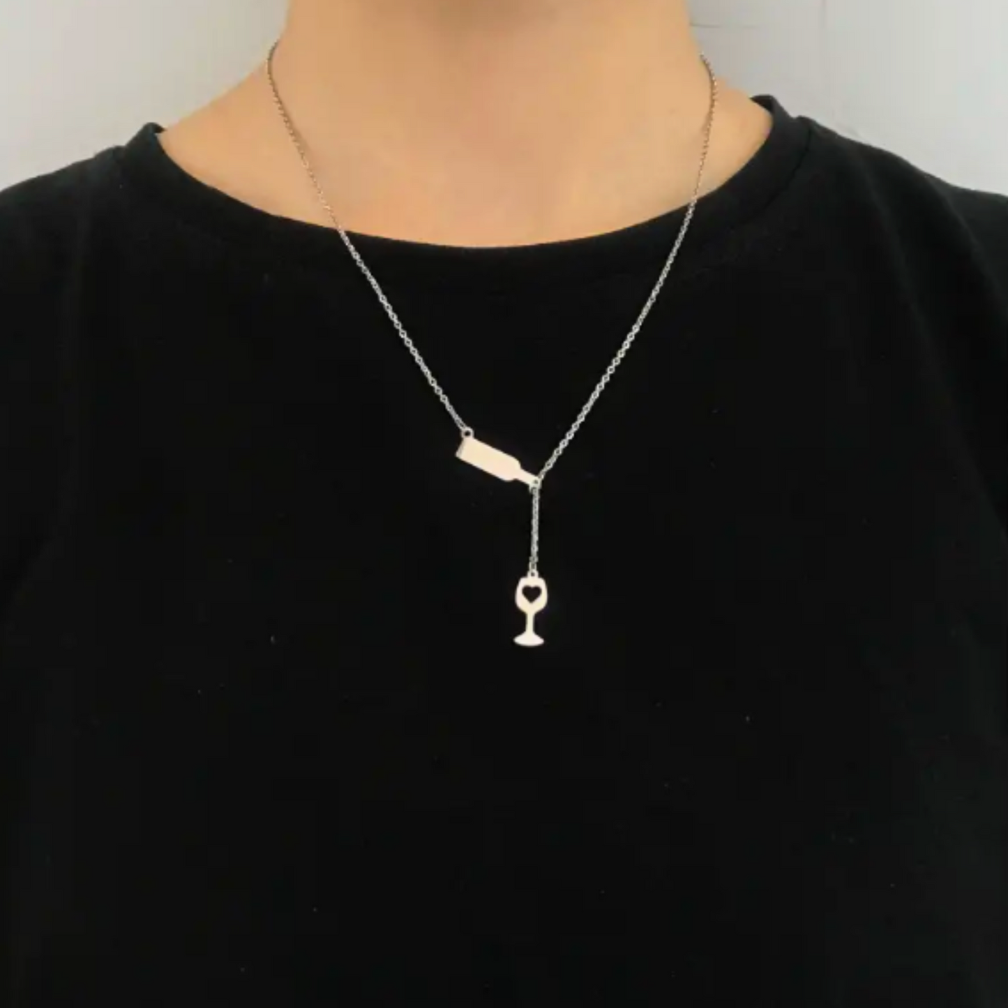 Stainless steel wine love necklace
