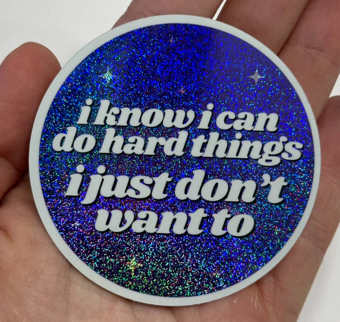 I Know I Can Do Hard Things Glittery Purple/Blue Sticker