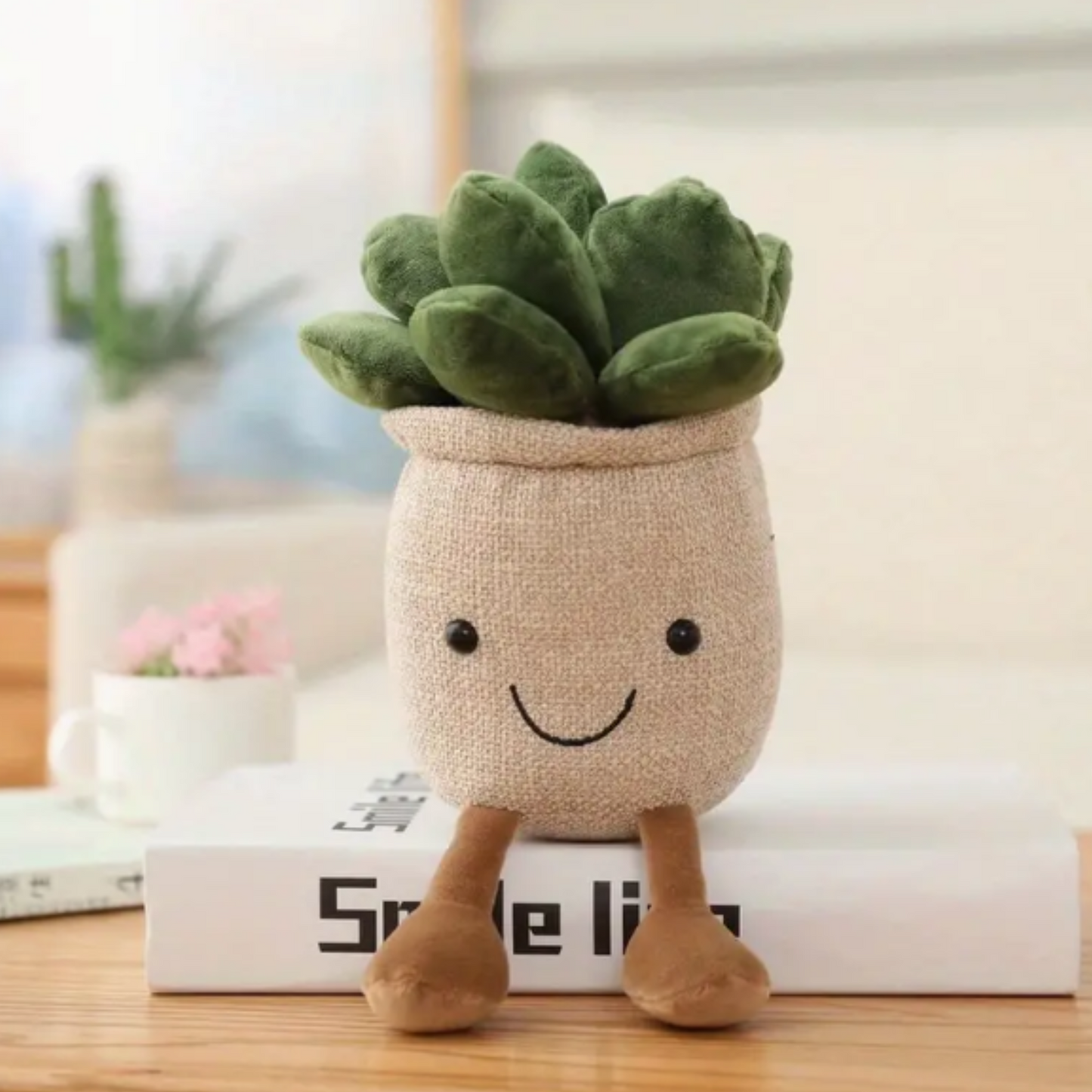 Plush succulent plant friend beige pot