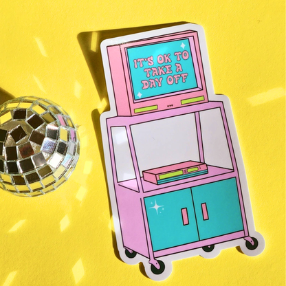 90s sticker take a day off hydroflask planner cute milennial: White