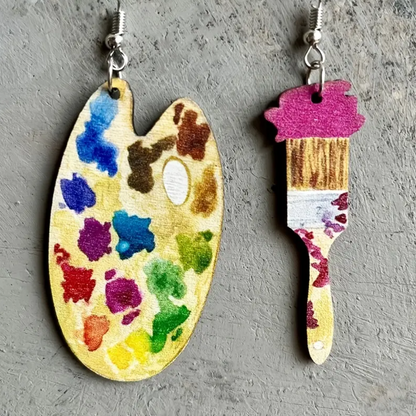 Paint brush and pallet earrings