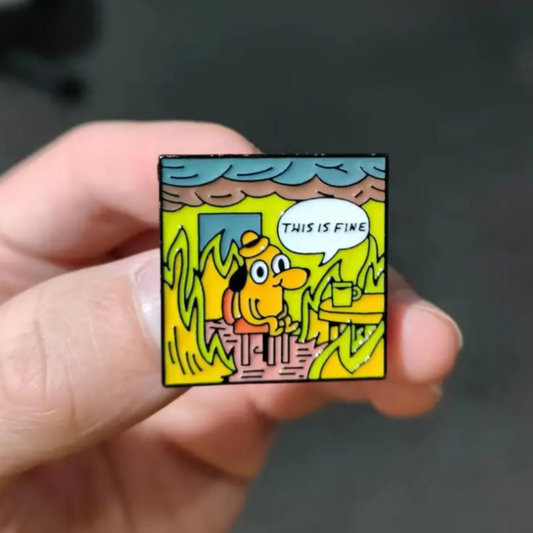 This Is Fine Square Enamel Pin