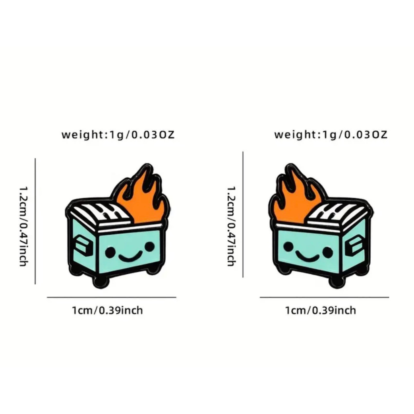 Tiny dumpster fire earrings