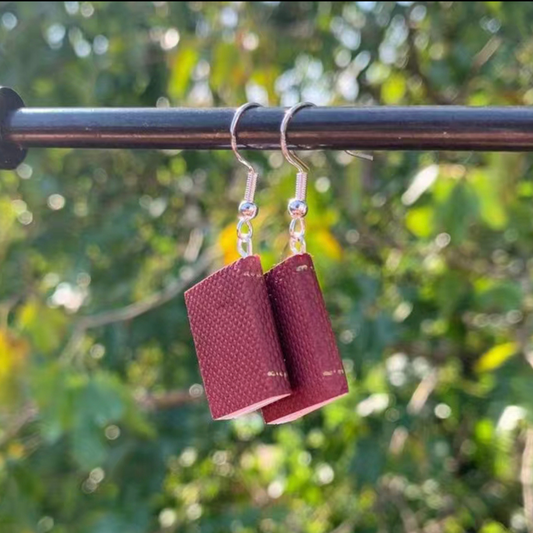 Burgundy book earrings with real pages!