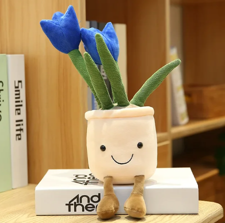 Plush blue tulips plant