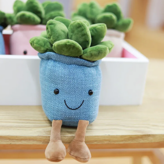 Blue pot succulent friend