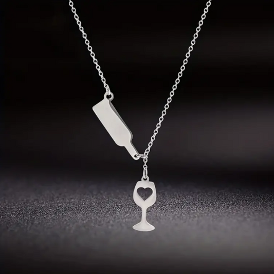 Stainless steel wine love necklace